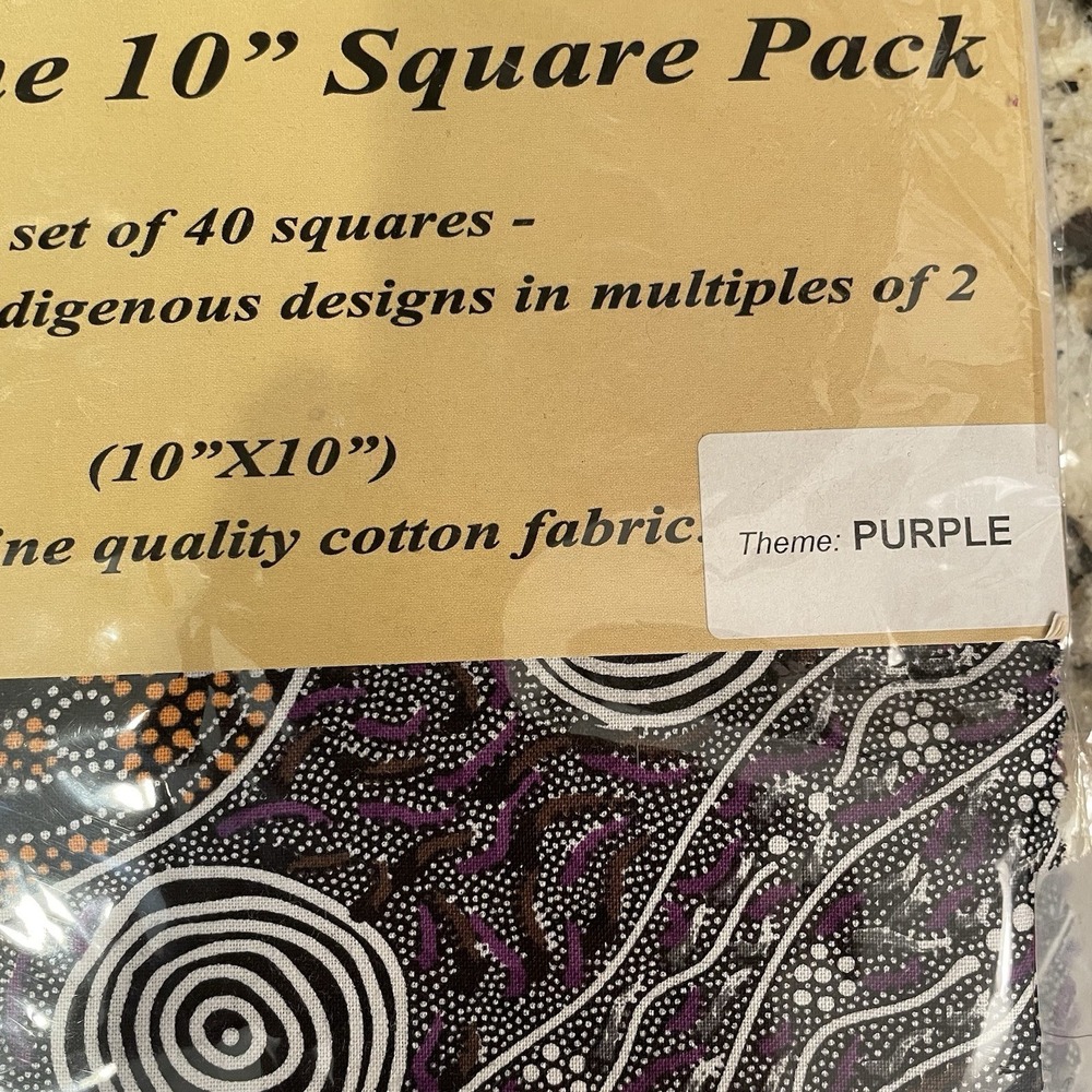 Warrina Designs Dreamtime 10" Square Pack A Set Of 40 Squares Purple